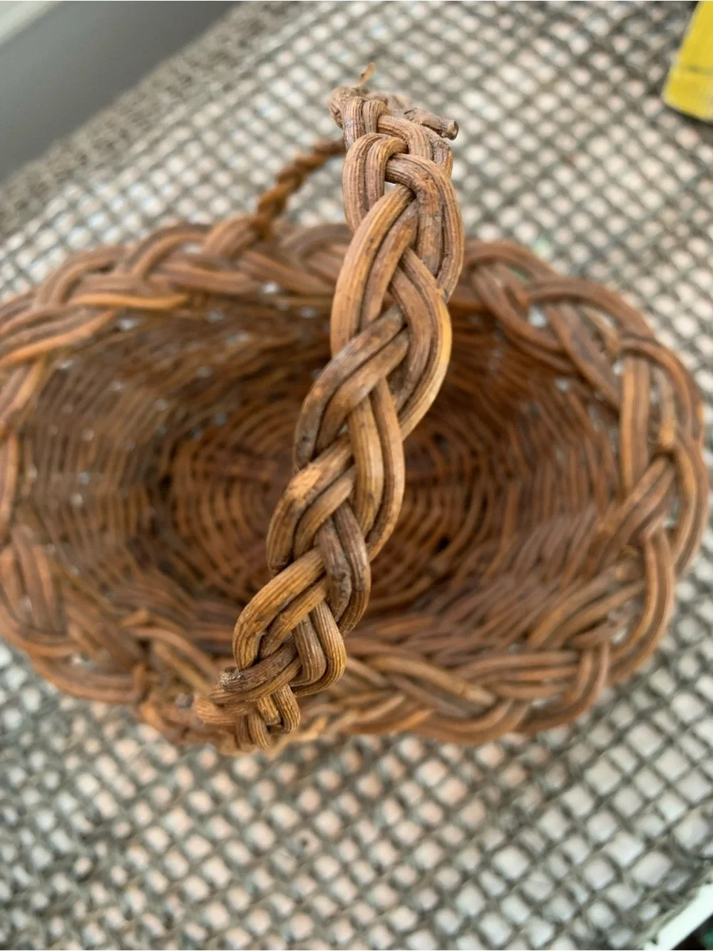 Vintage Rustic Handwoven Vine Twig Harvest Basket